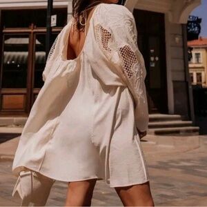 H&M Cream Dress with Lace Sleeves BNWT